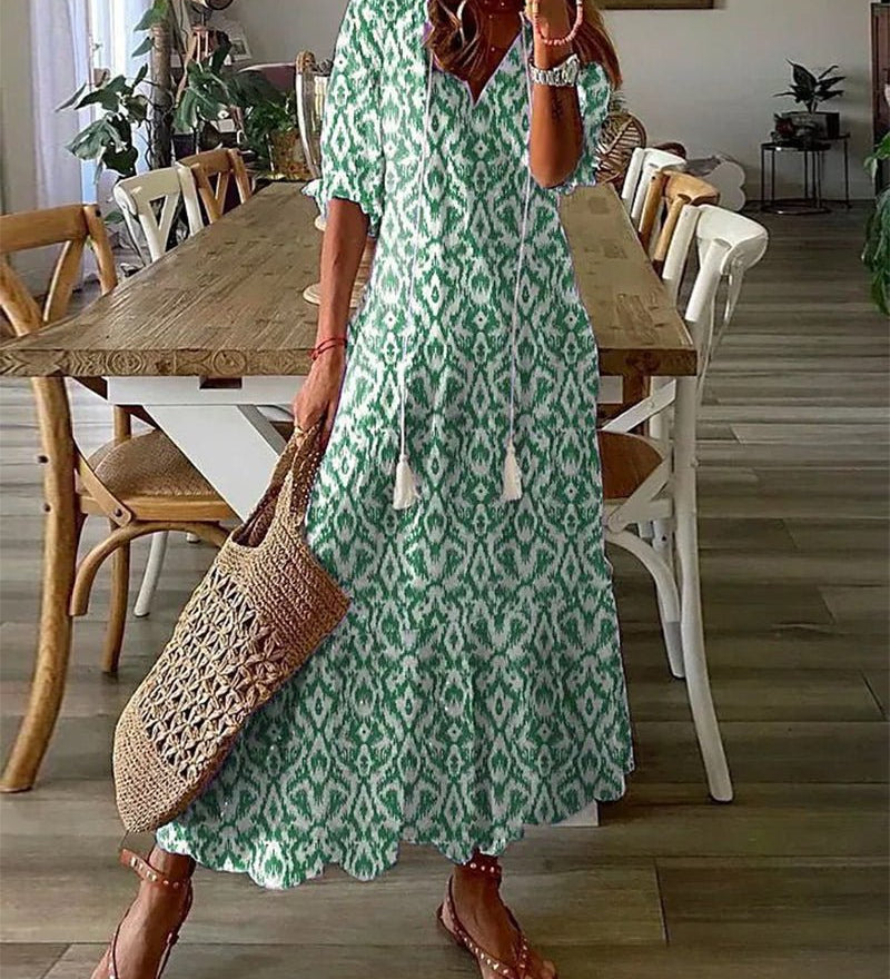 Luna - Vestido Midi de Estilo Boho Sem Esforço