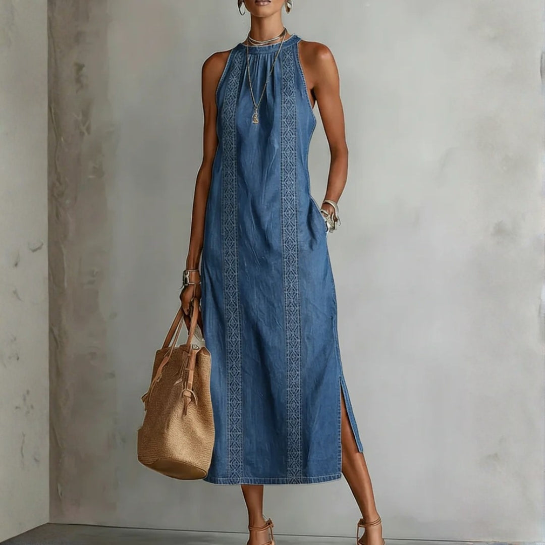 Júlia - Vestido de Denin com Renda Retro