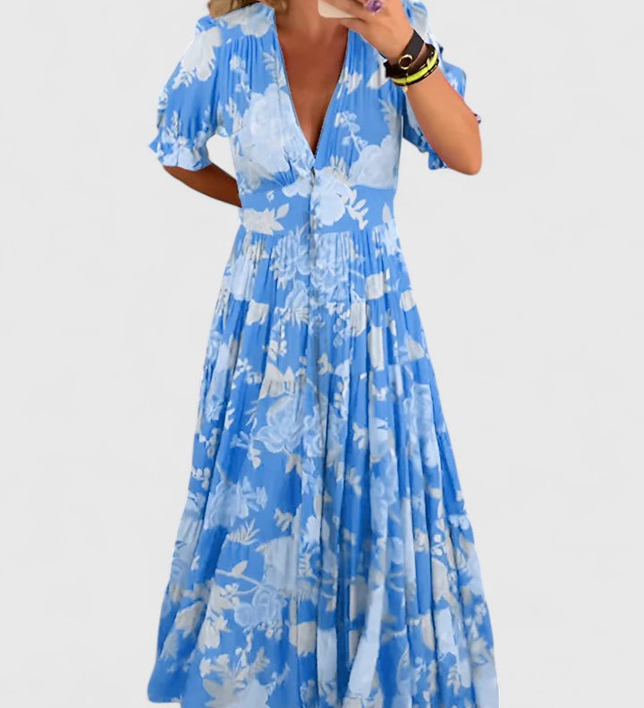 Mariana – Vestido floral com decote em V
