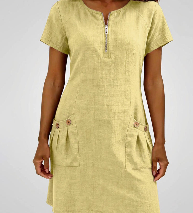 Marta - Vestido em Algodão com Fecho de Correr