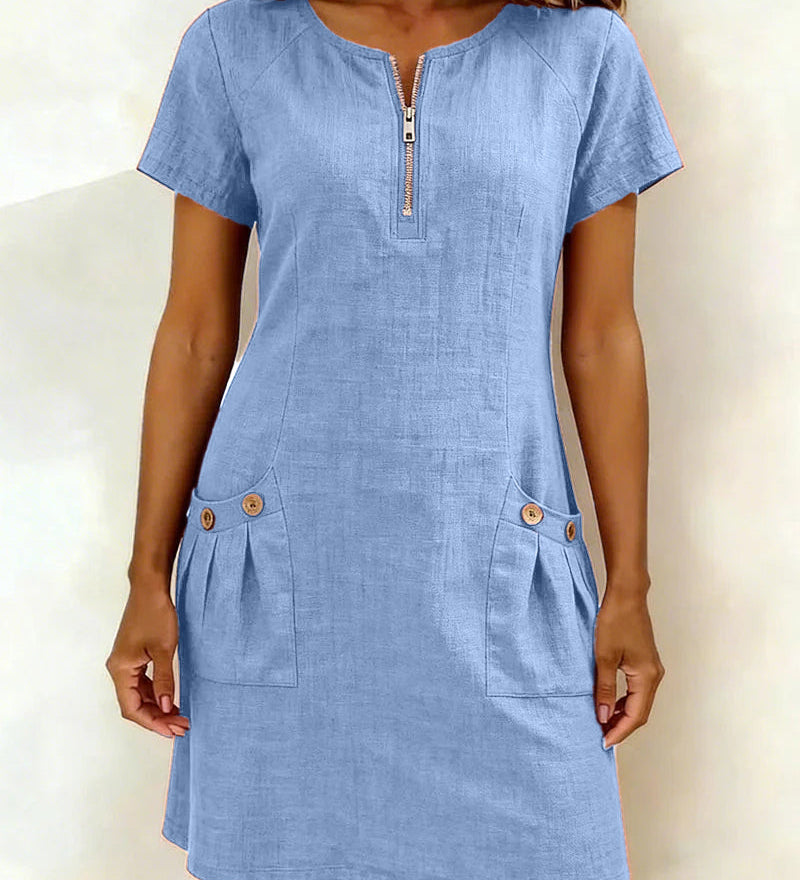 Marta - Vestido em Algodão com Fecho de Correr