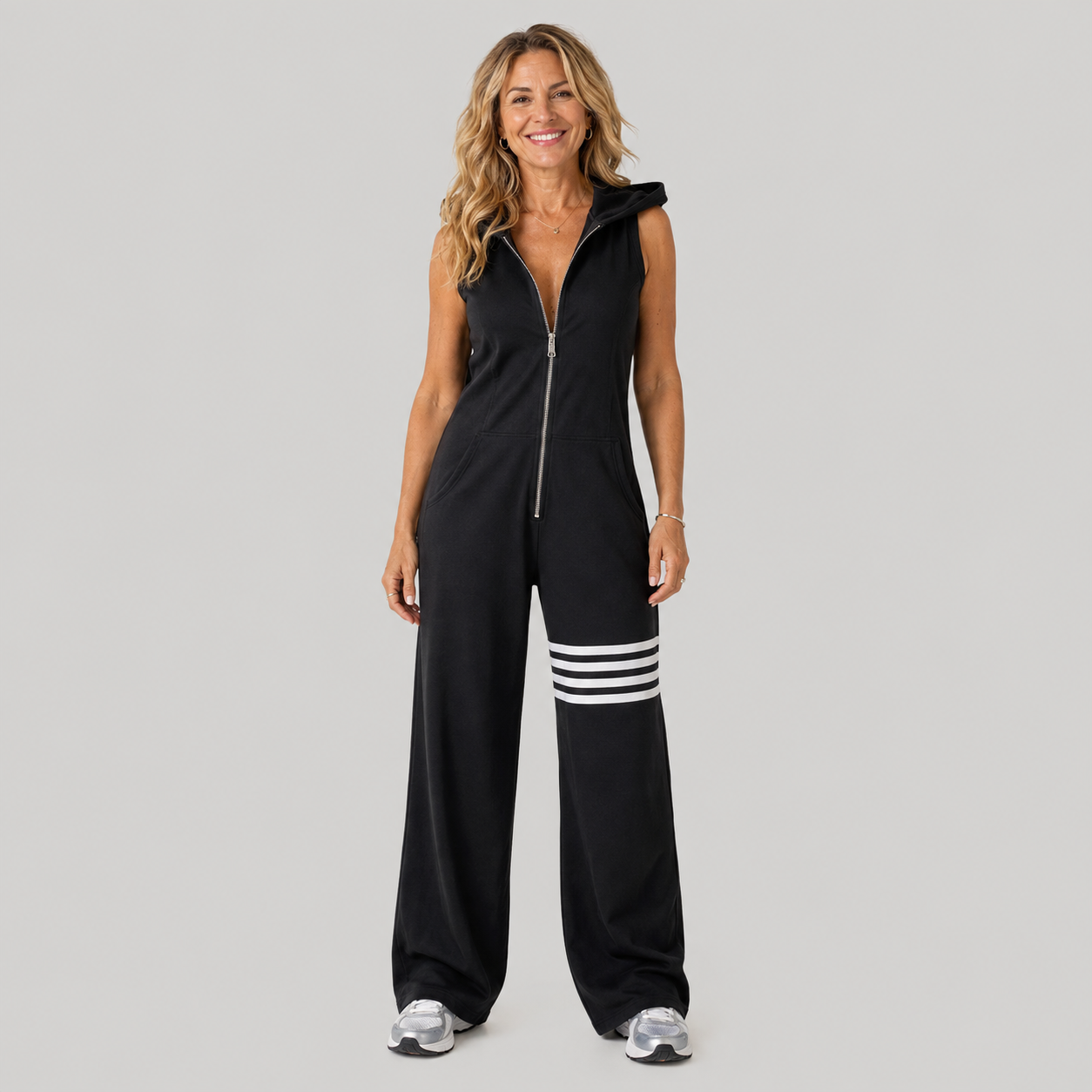 Amélia - Conjunto desportivo retro com capuz e riscas