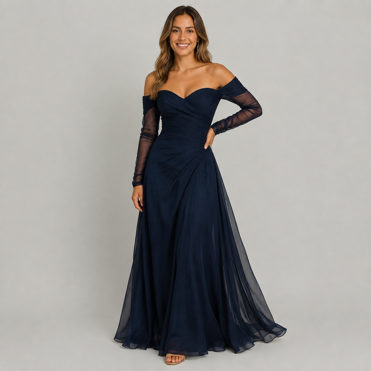 Eleonora - Vestido longo com ombros à mostra