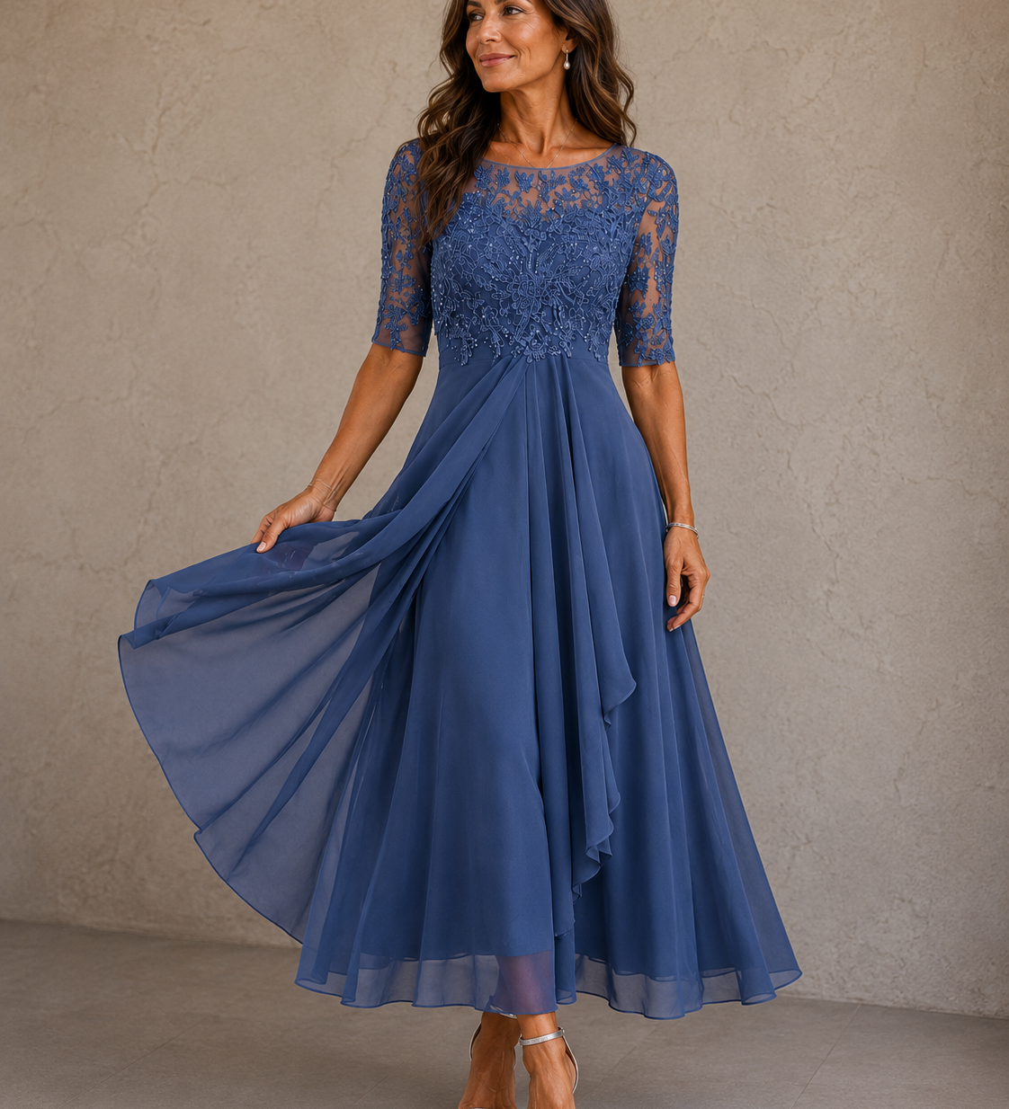 Marília - Vestido de Renda e Chiffon