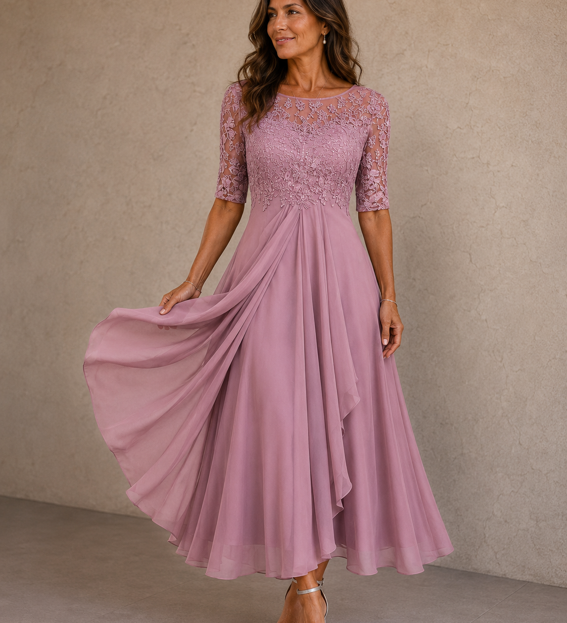Marília - Vestido de Renda e Chiffon