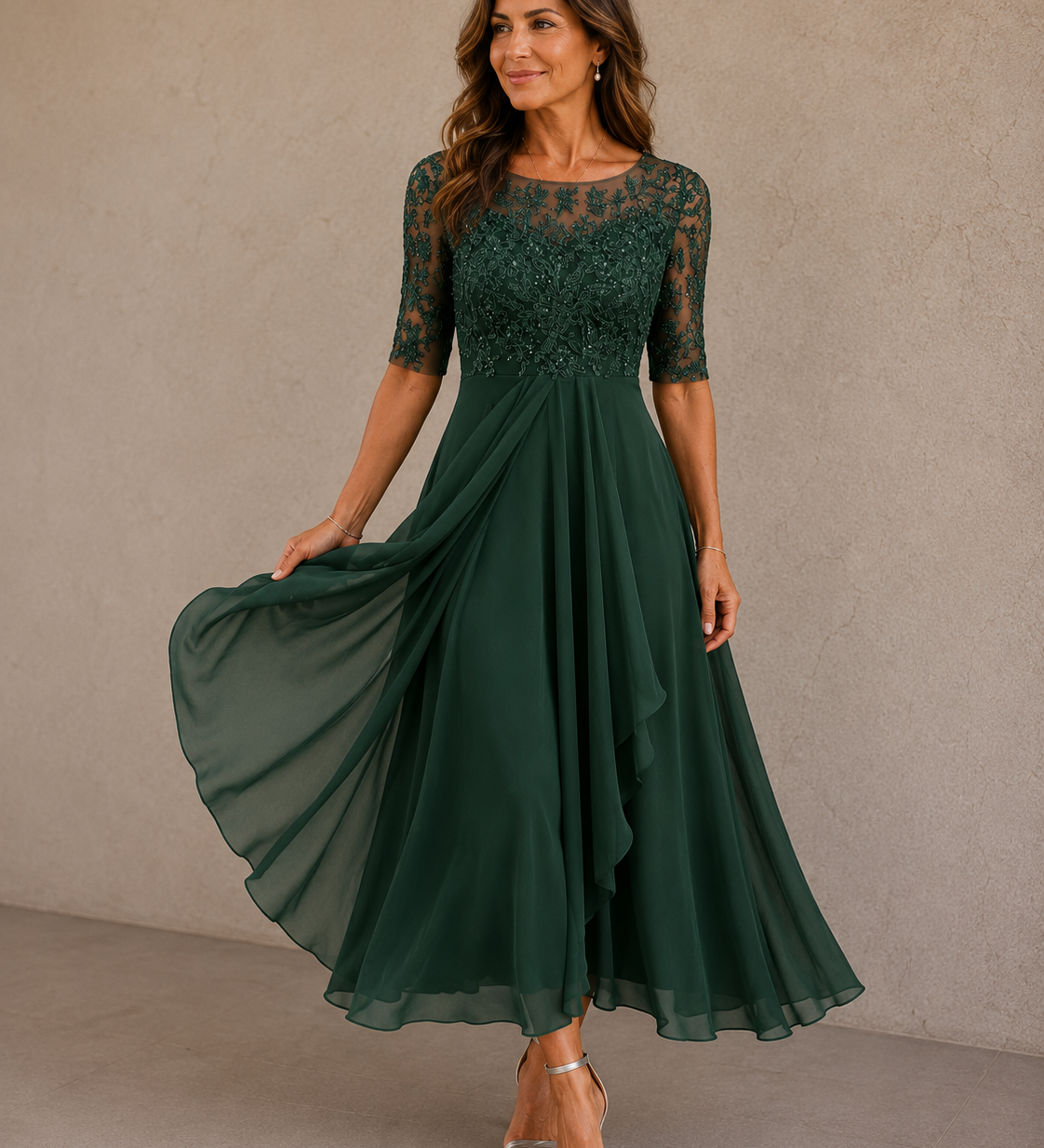 Marília - Vestido de Renda e Chiffon