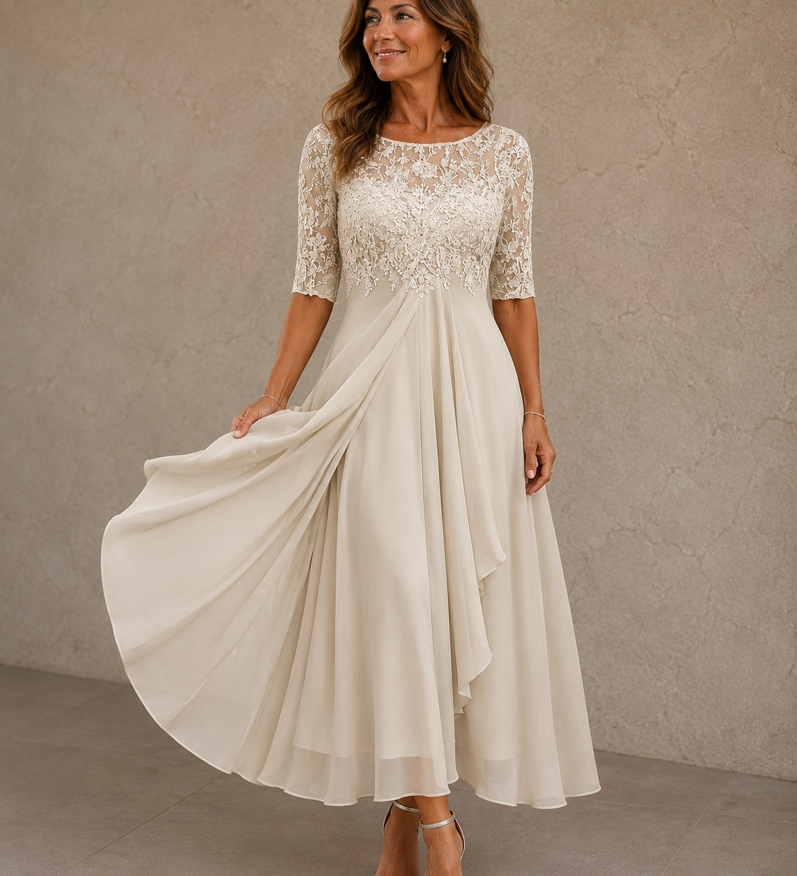Marília - Vestido de Renda e Chiffon