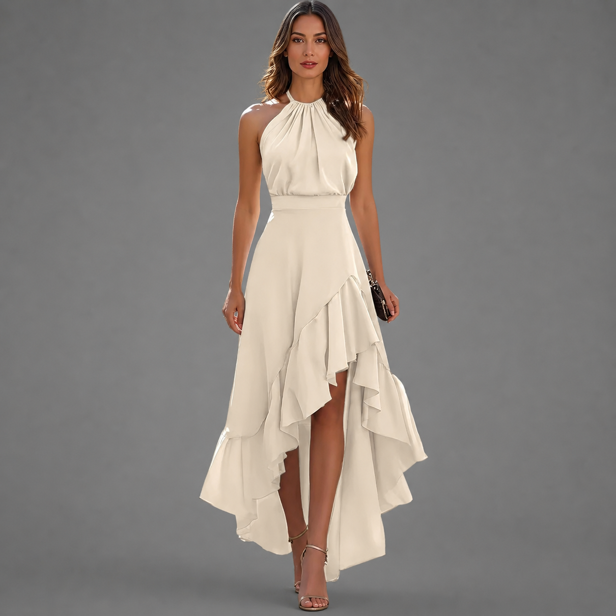 Elina - Vestido Halter com Folhos
