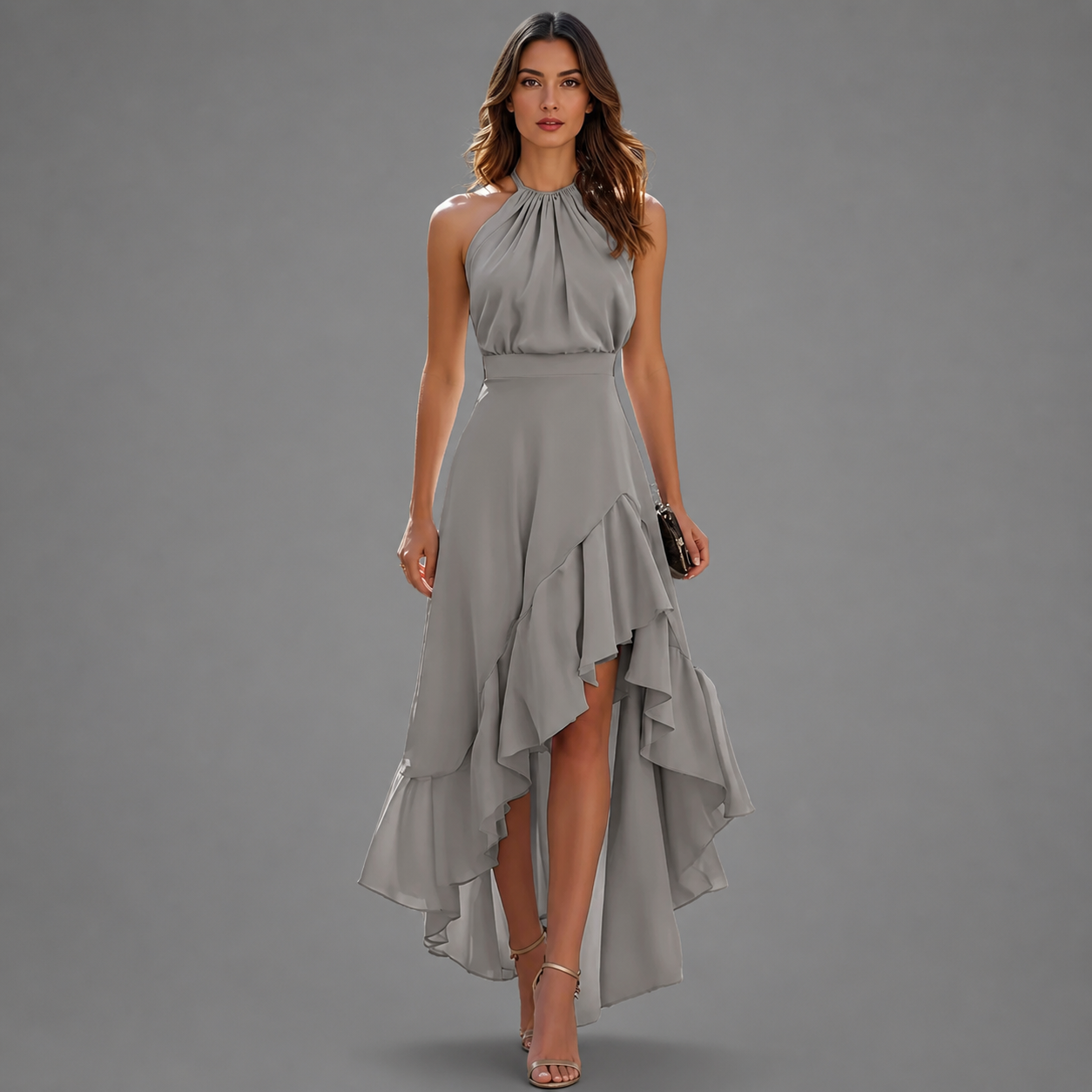 Elina - Vestido Halter com Folhos