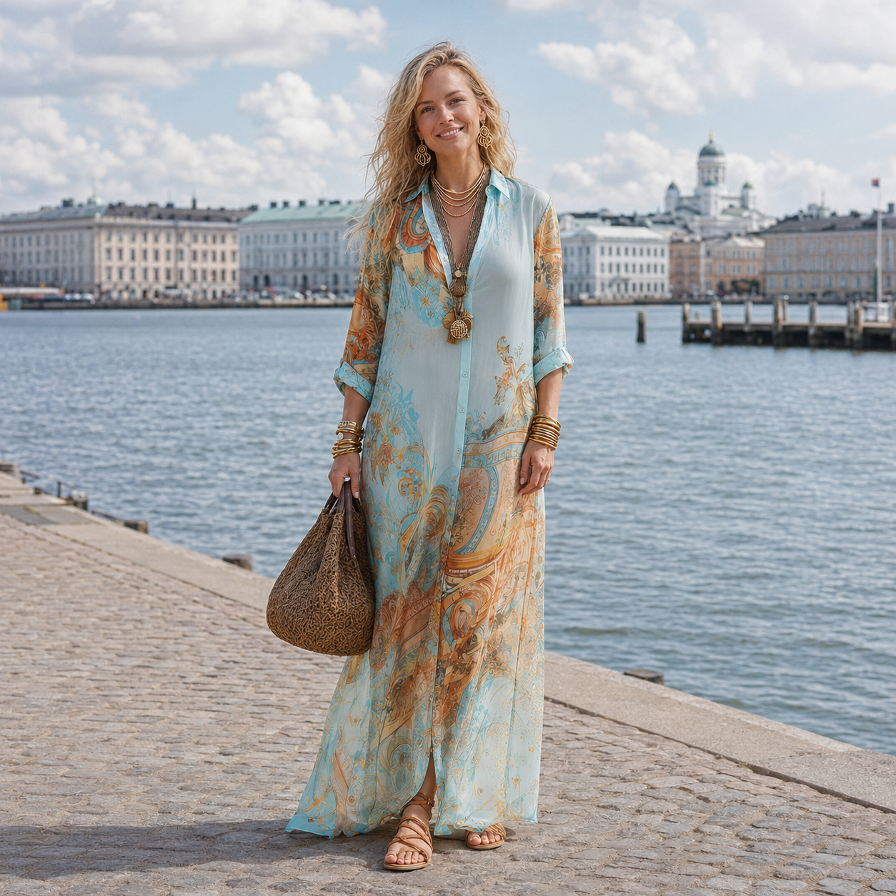 Marina - Vestido-Camisa Mediterrâneo