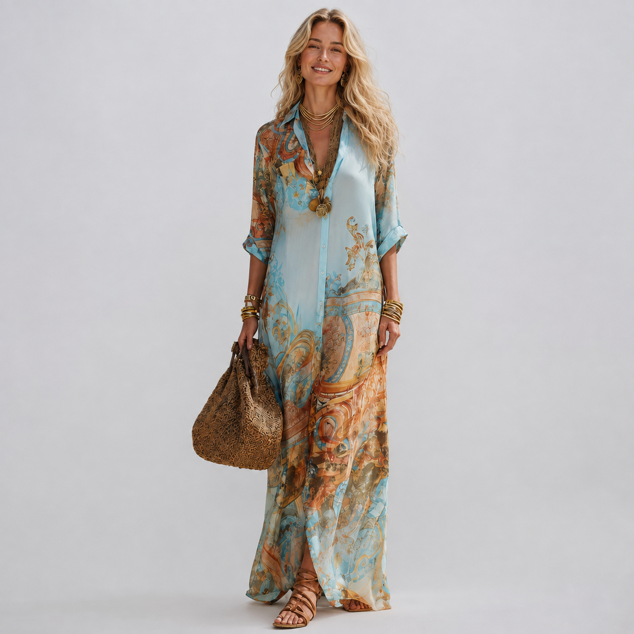 Mara - Vestido Maxi Mediterrâneo