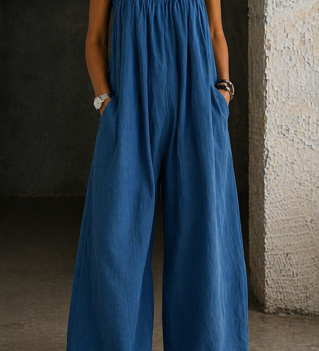 Madalena - Macacão de Denim com Pernas Largas