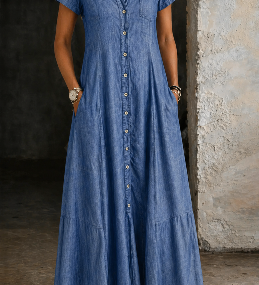 Eliza - Vestido de Denim Longo