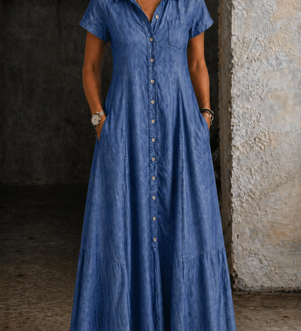 Eliza - Vestido de Denim Longo