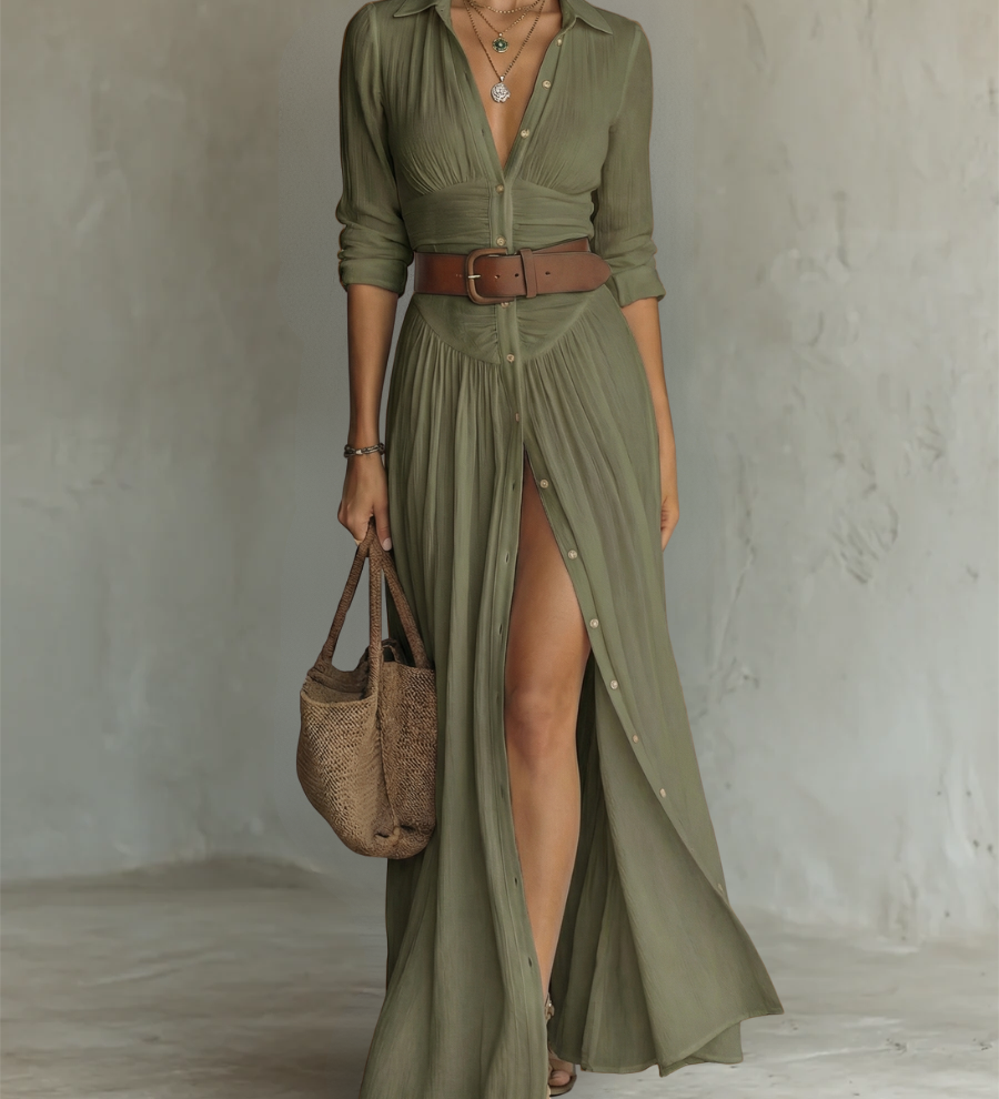 Maria - Vestido maxi de linho