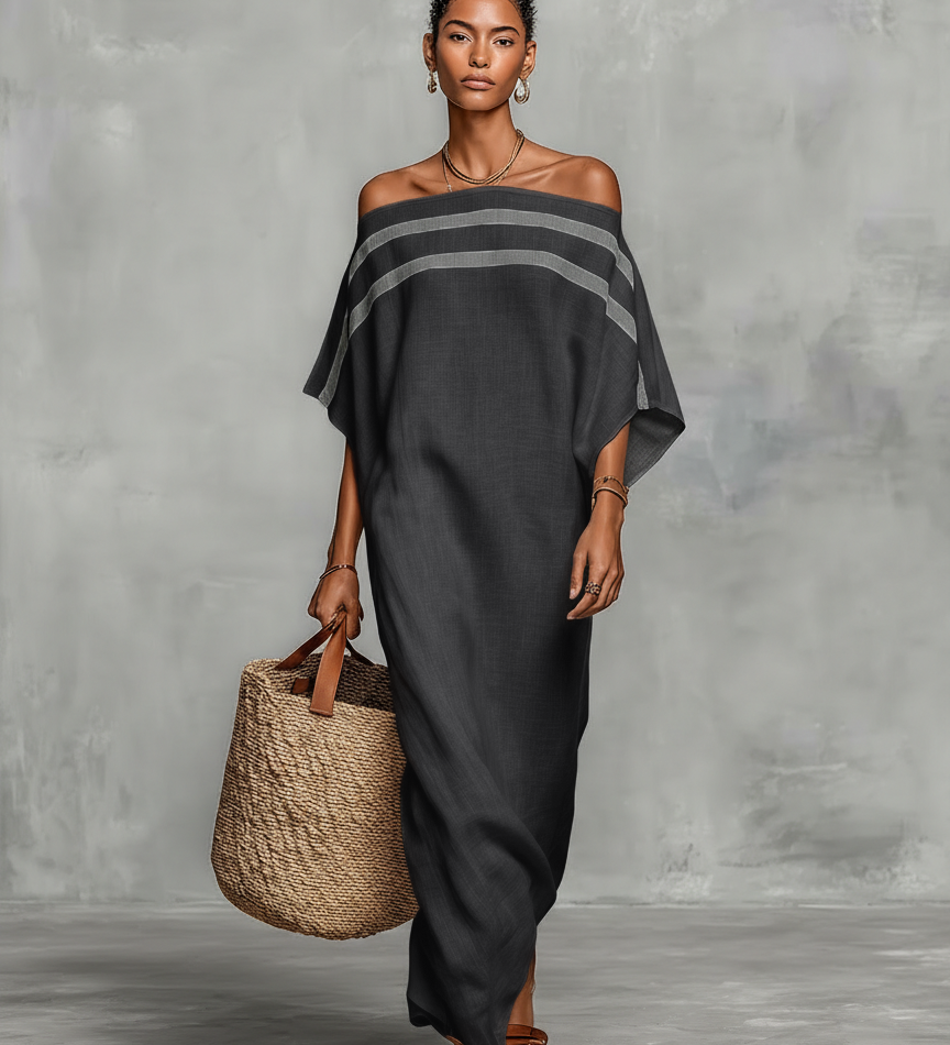 Amélia - Vestido maxi feminino minimalista em linho