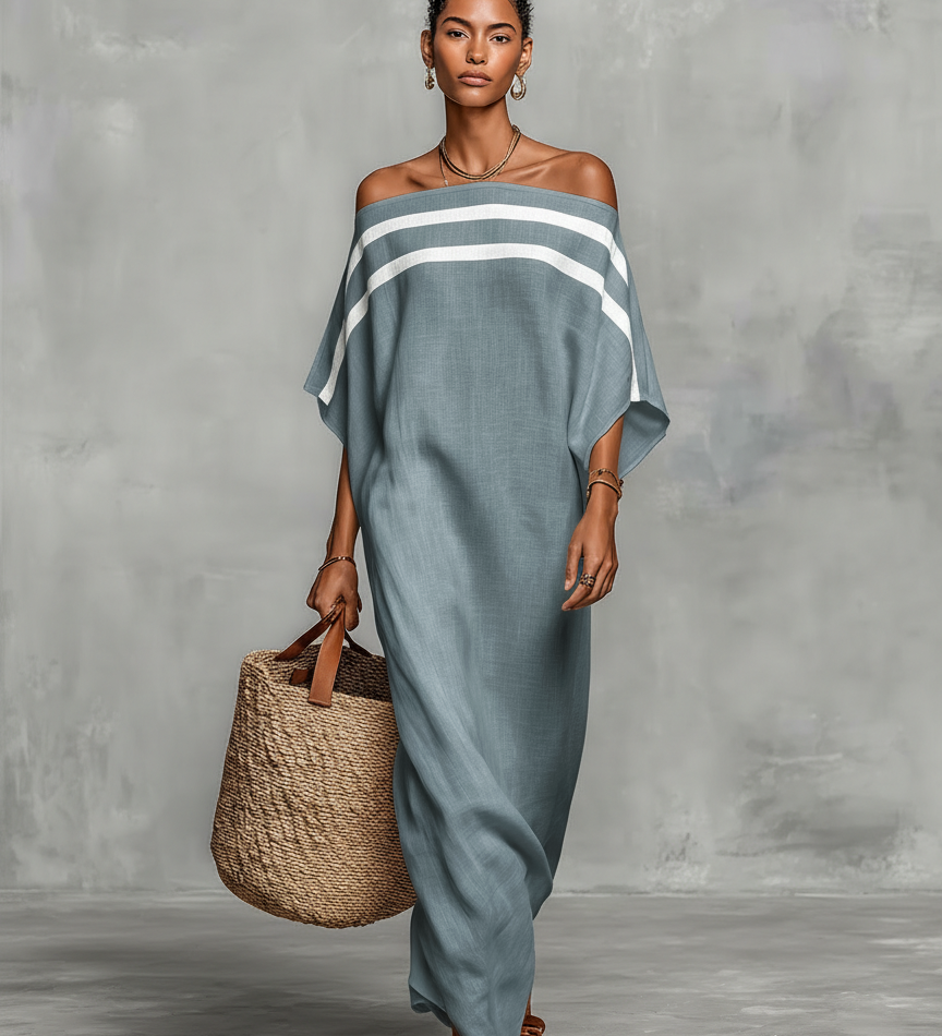 Amélia - Vestido maxi feminino minimalista em linho