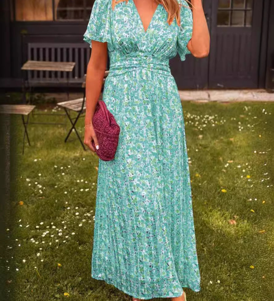 Élina – Vestido longo fluido com flores