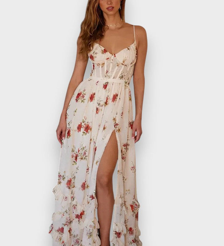 Sónia - Vestido midi padrão floral