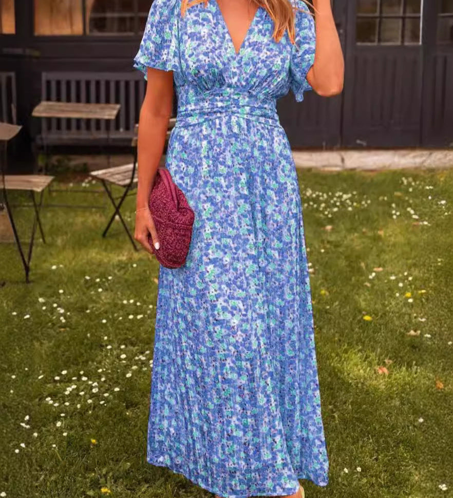 Élina – Vestido longo fluido com flores
