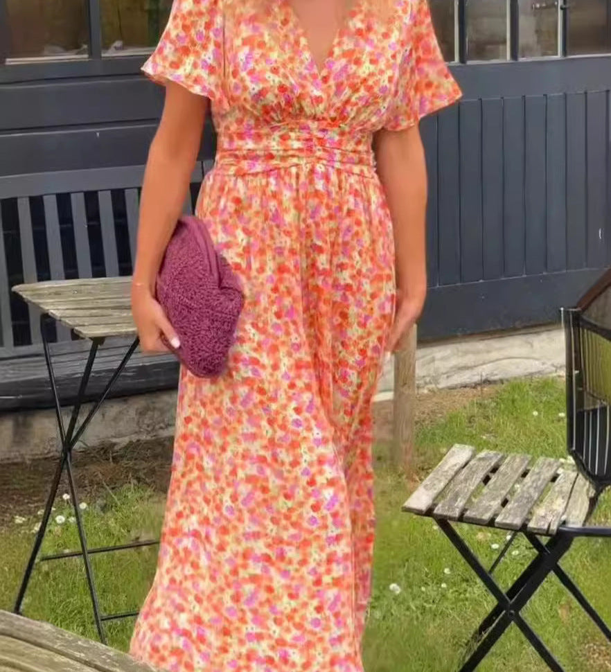 Élina – Vestido longo fluido com flores