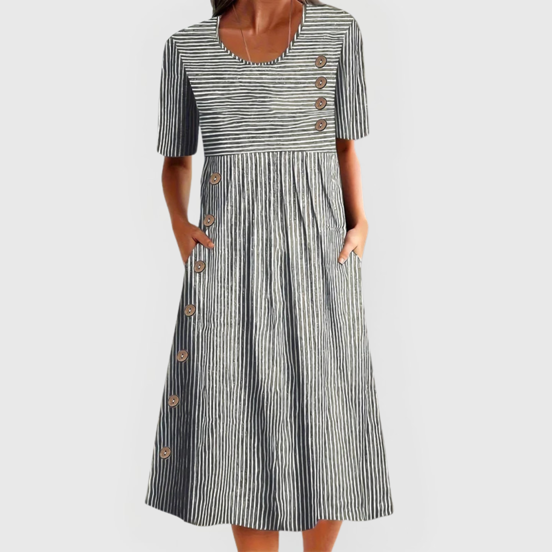 Joana - Vestido Midi Listrado