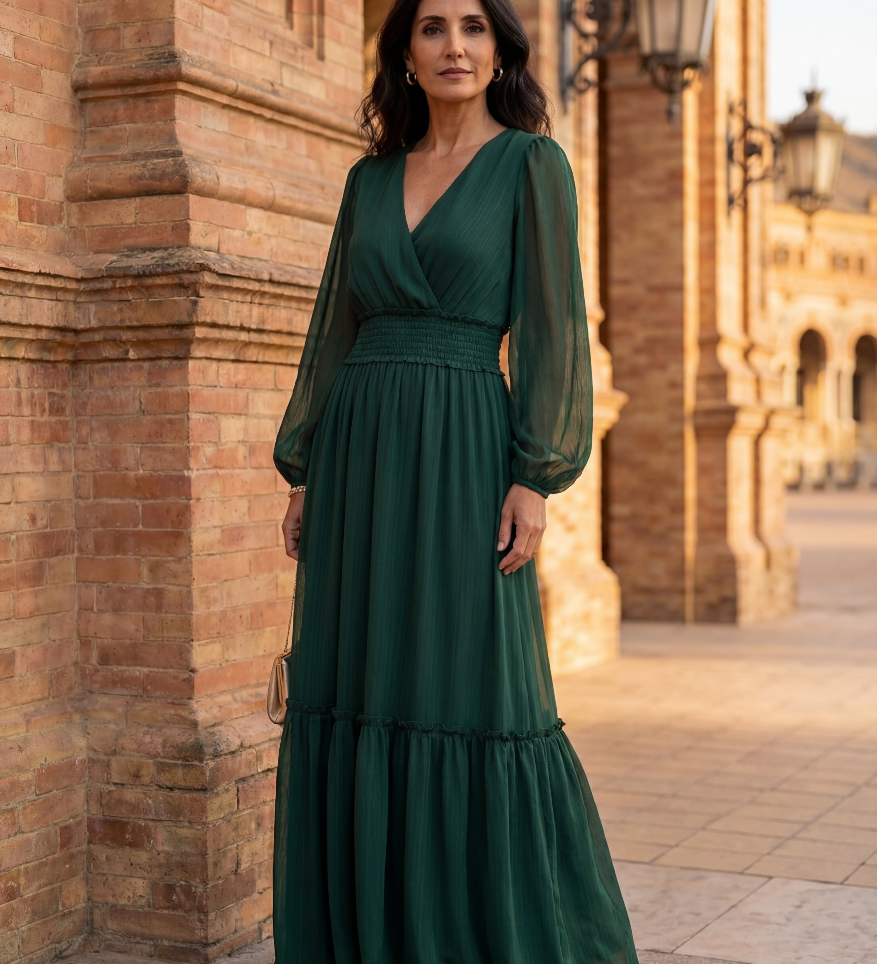 Ana - Vestido de chiffon com decote em V