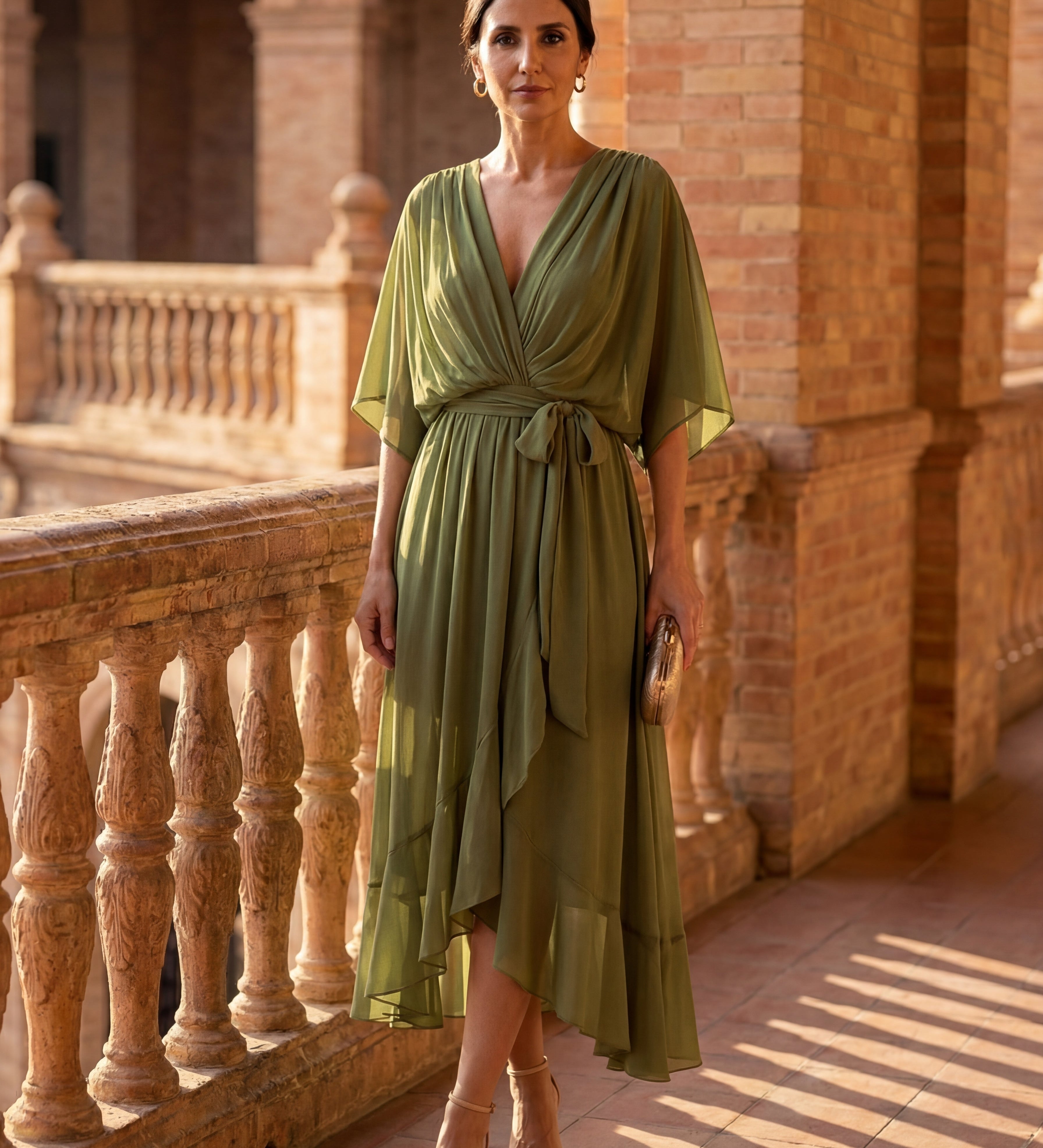 Mónica - Vestido de chiffon com decote em V