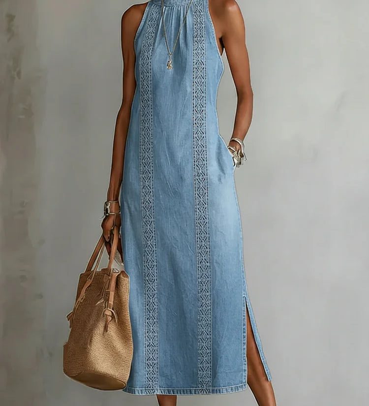 Júlia - Vestido de Denin com Renda Retro
