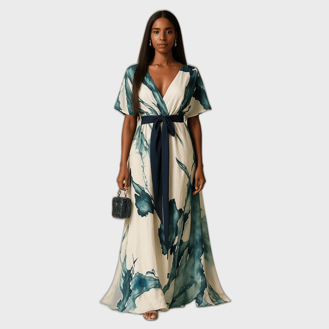 Vanessa - Vestido Longo Estampa Aquarela