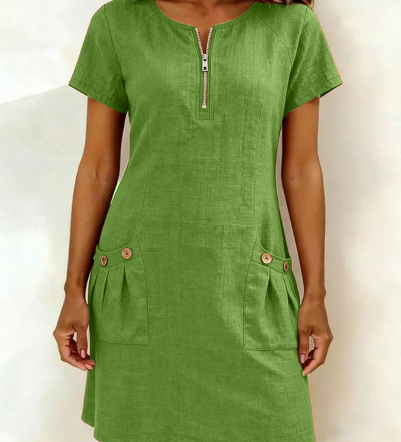 Marta - Vestido em Algodão com Fecho de Correr