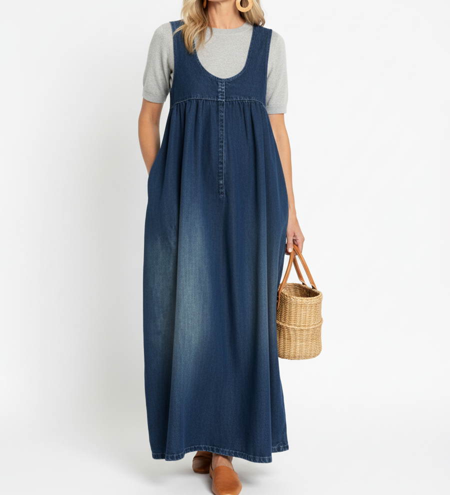 Iva - Vestido Maxi Vintage em Ganga