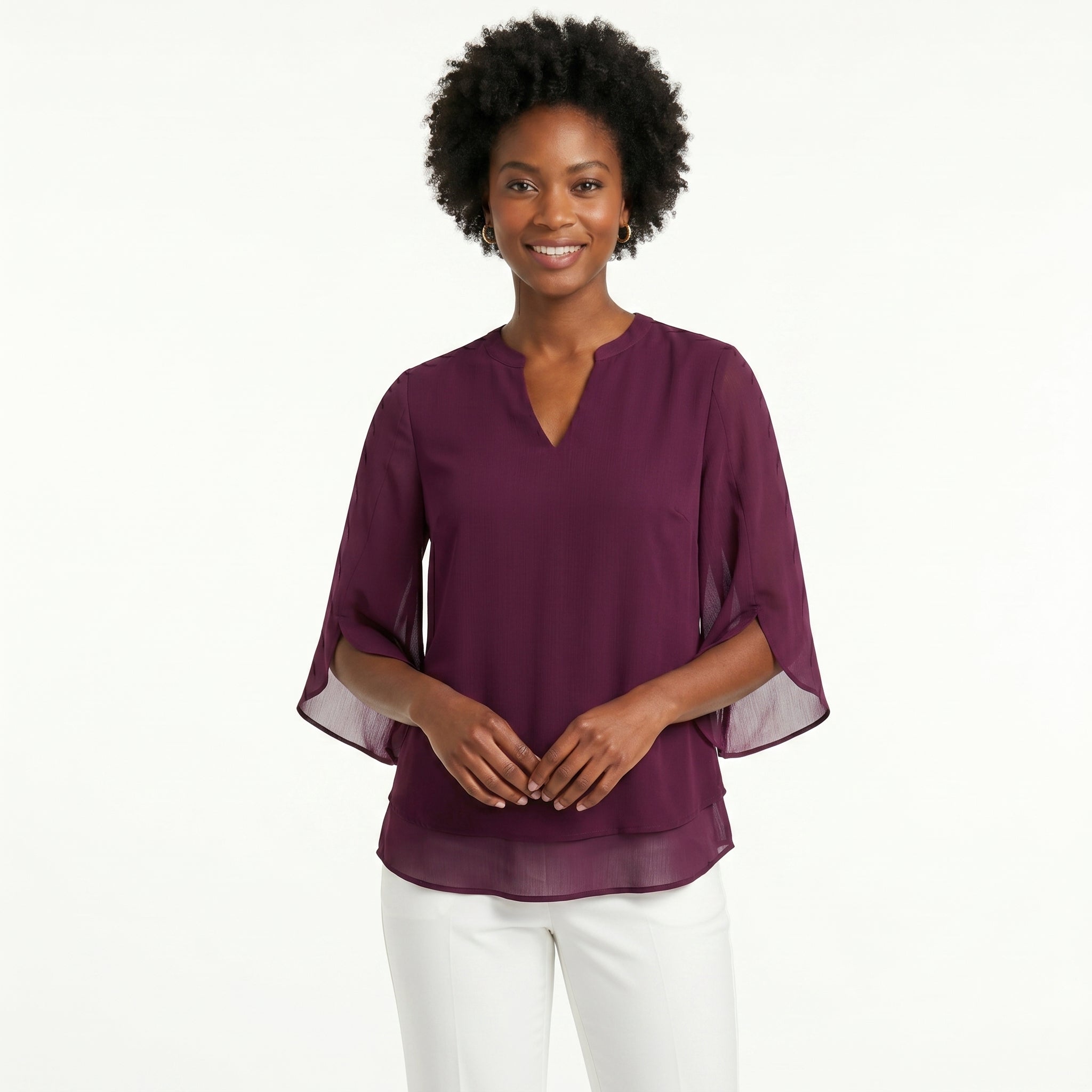 Francisca - Blusa com Mangas de Folhos