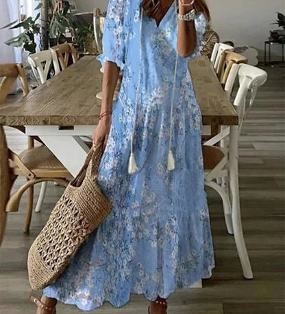 Luna - Vestido Midi de Estilo Boho Sem Esforço