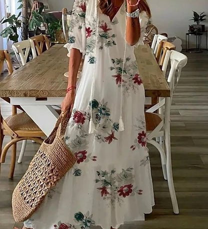 Luna - Vestido Midi de Estilo Boho Sem Esforço